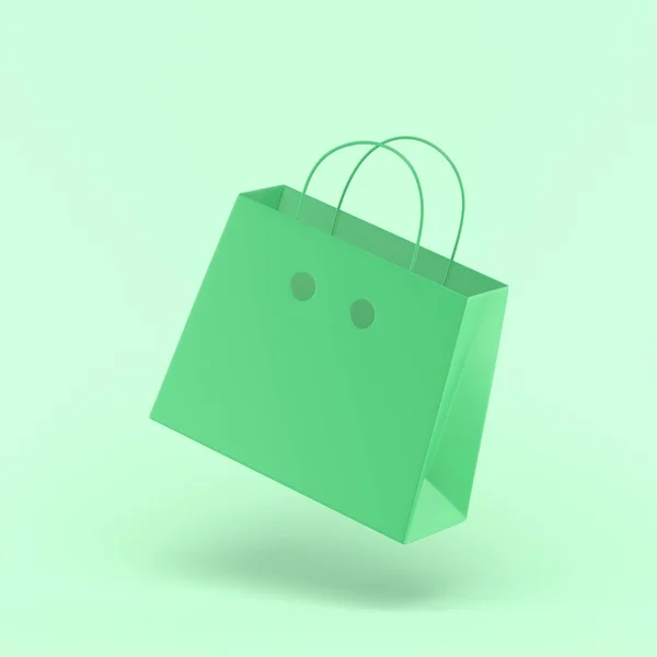 Eco Bag Simple Icon Illustration Auf Grünem Pastellfarbenem Abstrakten Hintergrund — Stockfoto