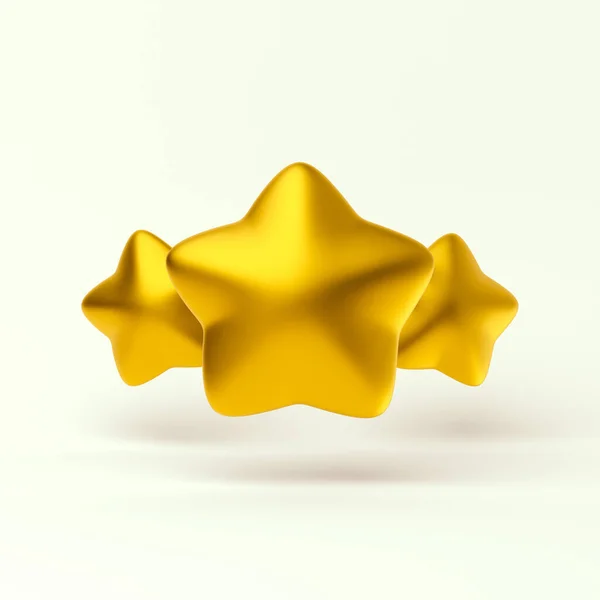 Rang Sterne einfache goldene Symbole 3D-Illustration auf hellem pastellfarbenem Hintergrund für klingelte, Bewertung, Leistungen. Minimales Konzept. 3D-Darstellung isoliert. Hochwertige Illustration — Stockfoto