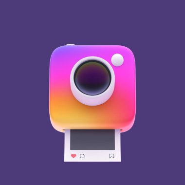 3D basit gökkuşağı enstantane kamerası, açık gölgeli pastel arka planda lens var. İzole edilmiş hight kalitesi 3d illüstrasyon.
