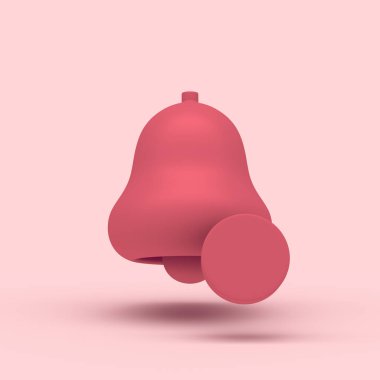 3d basit kırmızı uyarı zili ve Pastel arka planda izole edilmiş daire. Hight kalitesi 3D çizim. 3d hazırlayıcı