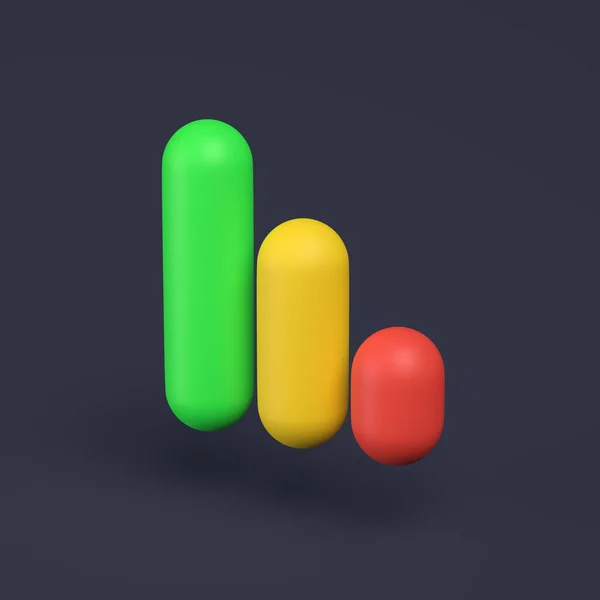 Einfaches Diagramm Symbol Mit Bunten Rechtecken Illustration Auf Pastellfarbenem Hintergrund — Stockfoto