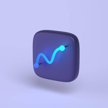 Işık pastel arka planında neon çizgisi olan basit bir grafik simgesi. Yükseklik kalitesi 3d yorumlaması en düşük konsept.