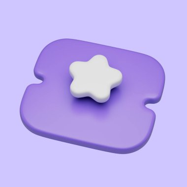 Yıldız simgesi içeren 3D basit bilet. Pastel kırmızı arka planda izole edilmiş resim. Yükseklik kalitesi 3D görüntüleyici