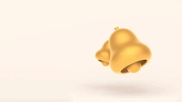 Plantilla de banner de campanas de notificación de oro simple 3d aislado sobre fondo pastel. Ilustración 3D de alta calidad. — Foto de Stock