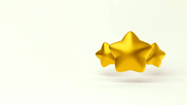 Rang csillagok egyszerű arany web banner sablon 3d illusztráció könnyű pasztell háttér csengett, minősítés, eredmények. Minimális fogalom. 3d kiolvasztás izolálva. — Stock Fotó