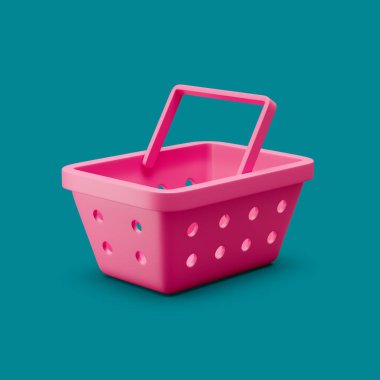 Sepet kaplaması basit resim şablonu. Pastel arkaplan üzerinde 3D çizim. Minimum konsept. Yumuşak gölgelerle izole edilmiş 3D görüntüleme.