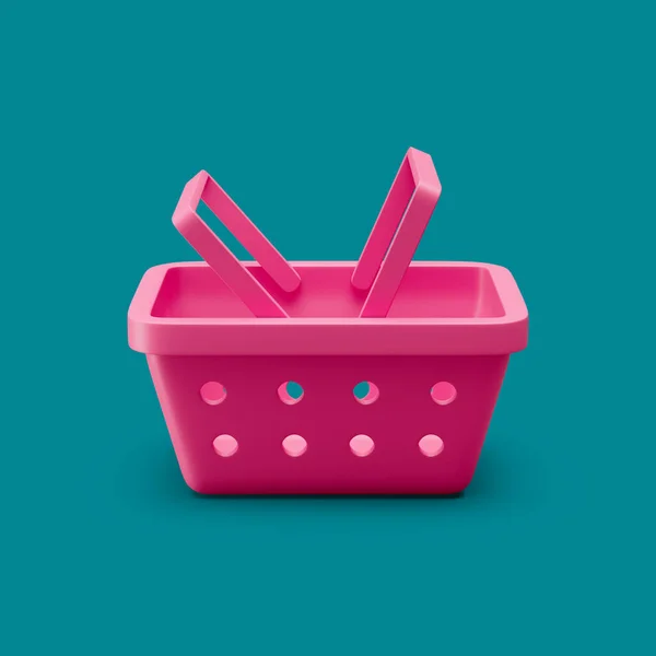 Compras cesta icono simple plantilla 3d ilustración sobre fondo pastel. Concepto mínimo. 3d renderizado aislado con sombras suaves. —  Fotos de Stock