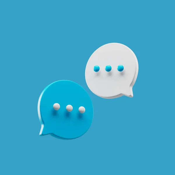 Iconos de discusión de chat ilustración de renderizado 3D simple aislado sobre fondo azul —  Fotos de Stock