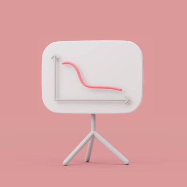 Grafik çizgisi beyaz tahtada. Pastel arkaplan üzerinde basit 3d görüntüleme.
