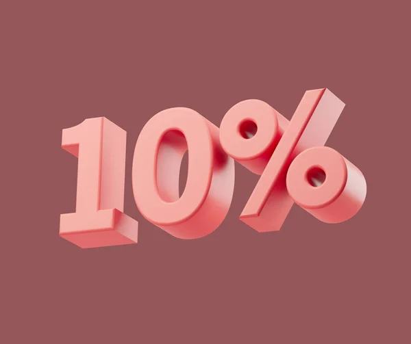 Sale 10 percent on pastel background. 3d render illustration. Isolated object — Stock Photo, Image