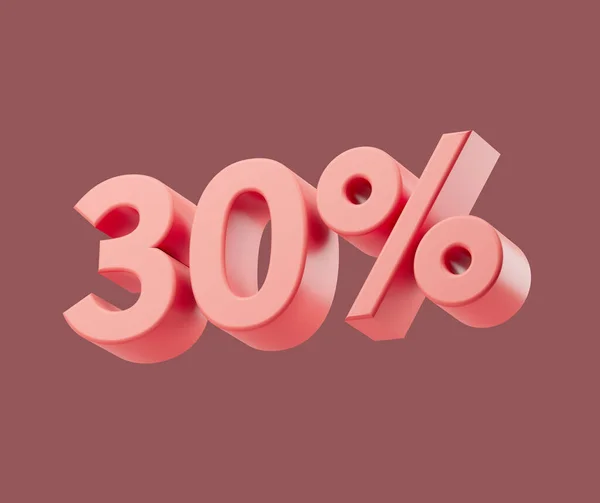 Sale 30 or thirty percent on pastel background. 3d render illustration. Isolated object — Stock Fotó