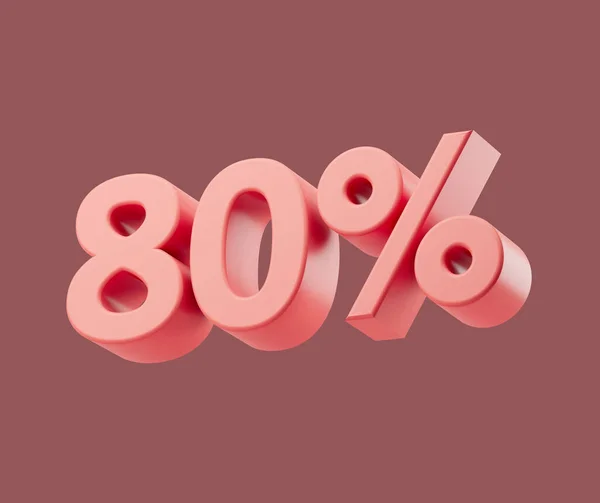 Sale 80 or eighty percent on pastel background. 3d render illustration. Isolated object — Stock Fotó