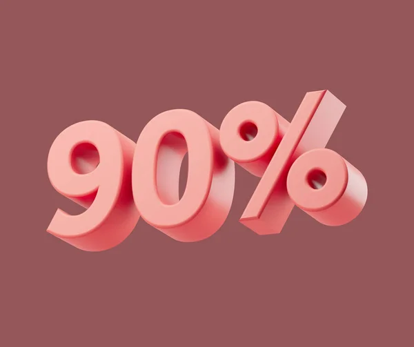 Sale 90 or ninety percent on pastel background. 3d render illustration. Isolated object — Stock Fotó