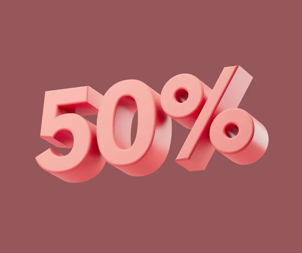 Продажа 50 или 50 процентов на пастельном фоне. 3d render illustration. Изолированный объект — стоковое фото