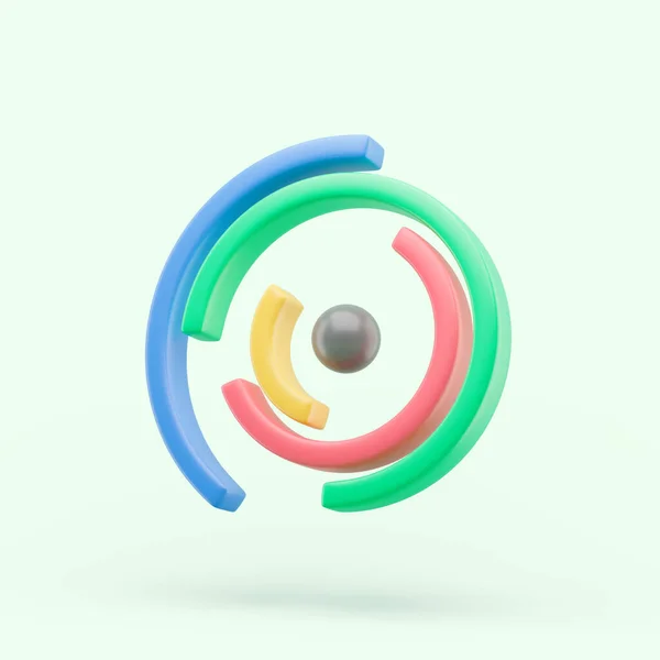 원 다이어그램 아이콘. 파스텔 배경에 관한 간단 한 3d 의 예. — 스톡 사진