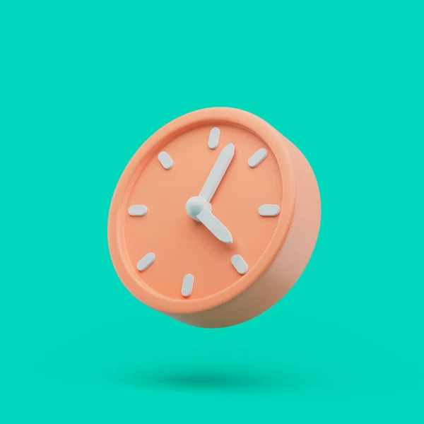 Cercle icône horloge. Illustration de rendu 3D simple sur fond vibrant. — Photo