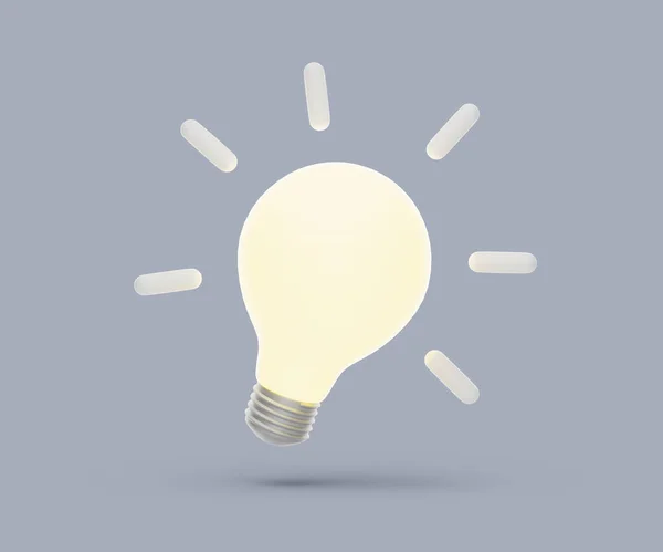 Idee Glühbirnen-Symbol. Einfache 3D-Darstellung auf pastellfarbenem Hintergrund. — Stockfoto