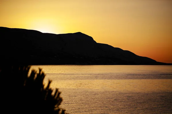 Vista Panorámica Puesta Sol Sobre Mar Croacia —  Fotos de Stock
