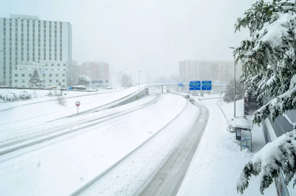 Madrid España Enero 2021 Hospital Ramón Cajal Visto Durante Tormenta — Foto de Stock