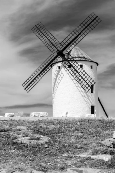 Typisk Väderkvarn Campo Criptana Spanien Don Quijote Route Baserad Litterär — Stockfoto