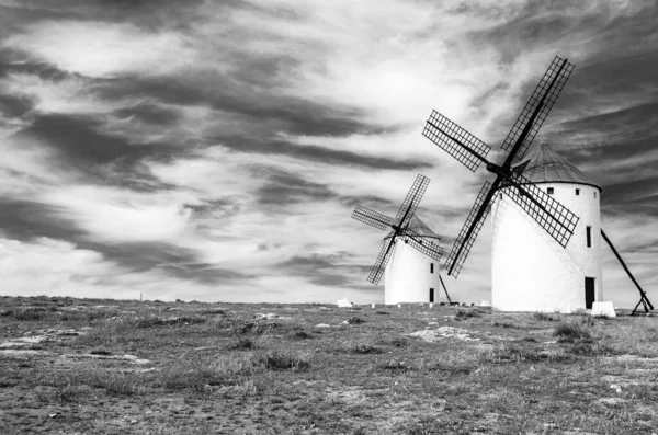 Moulin Vent Typique Campo Criptana Espagne Sur Route Don Quichotte — Photo