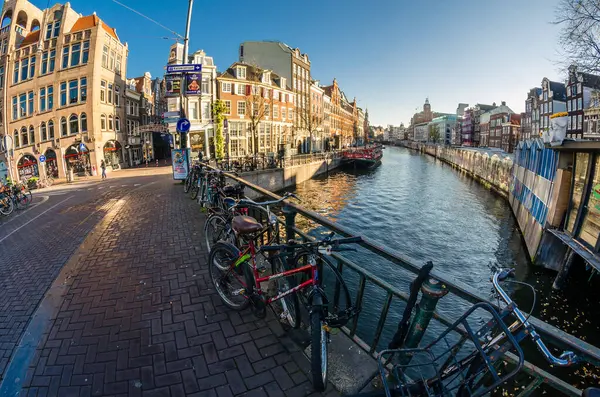 Amsterdam Netherlands November 2018 Urban Scene Amsterdam Netherlands Fish Eye — Stock Photo, Image