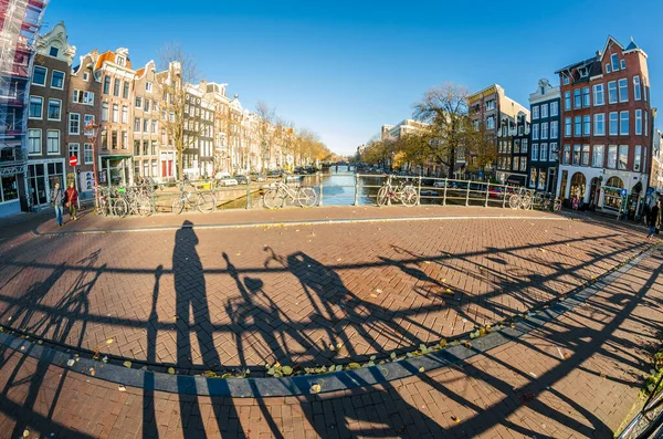 Amsterdam Netherlands November 2018 Urban Scene Amsterdam Netherlands Fish Eye — Stock Photo, Image