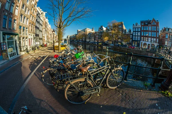 Amsterdam Netherlands November 2018 Urban Scene Amsterdam Netherlands Fish Eye — Stock Photo, Image