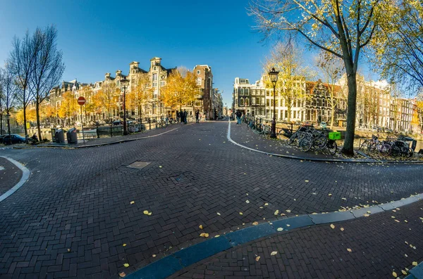 Amsterdam Niederlande November 2018 Urbane Szene Amsterdam Niederlande Fischperspektive — Stockfoto