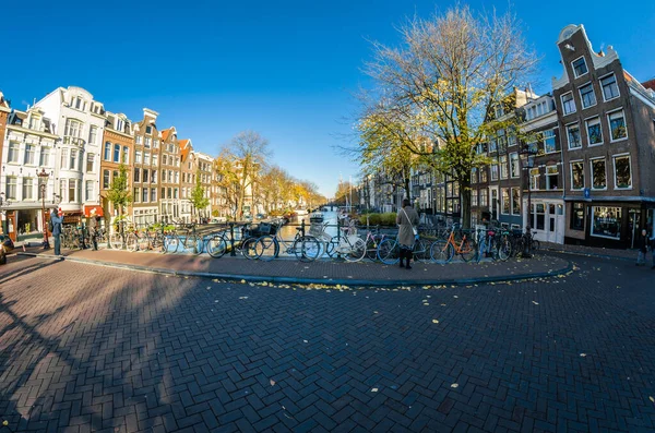 Amsterdam Netherlands November 2018 Urban Scene Amsterdam Netherlands Fish Eye — Stock Photo, Image