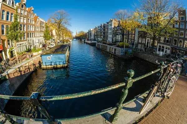 Amsterdam Niederlande November 2018 Urbane Szene Amsterdam Niederlande Fischperspektive — Stockfoto
