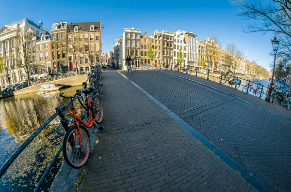 Amsterdam Netherlands November 2018 Urban Scene Amsterdam Netherlands Fish Eye — Stock Photo, Image