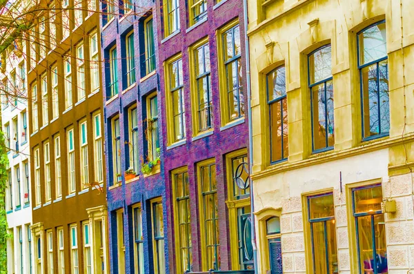 Типова Голландська Архітектура Амстердамі Нідерланди Барвистий Малюнок — стокове фото