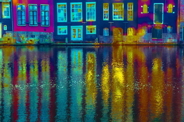 Arquitetura Holandesa Típica Amsterdã Países Baixos Ilustração Colorida — Fotografia de Stock