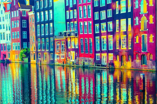 Arquitetura Holandesa Típica Amsterdã Países Baixos Ilustração Colorida — Fotografia de Stock