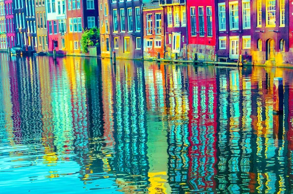 Arquitetura Holandesa Típica Amsterdã Países Baixos Ilustração Colorida — Fotografia de Stock