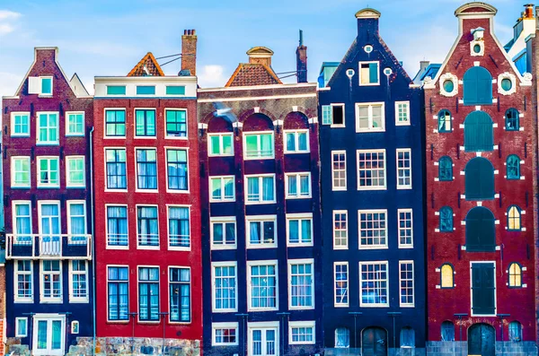 Typická Holandská Architektura Amsterdamu Nizozemsko Barevná Ilustrace — Stock fotografie