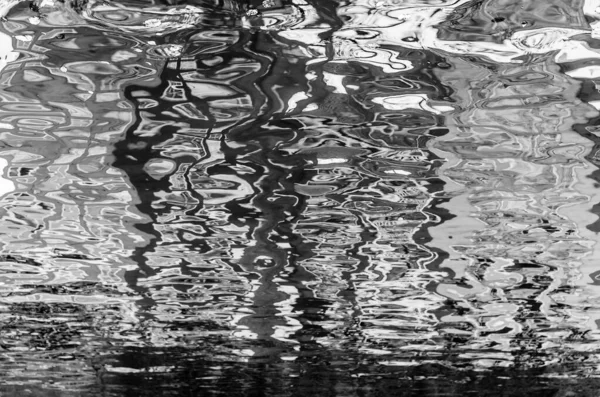 Reflection Buildings Canal Amsterdam Netherlands Black White Image — Stock Photo, Image