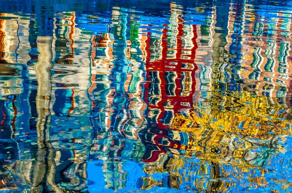 Reflexão Vibrante Dos Edifícios Longo Canal Amsterdã Holanda Ilustração Colorida — Fotografia de Stock