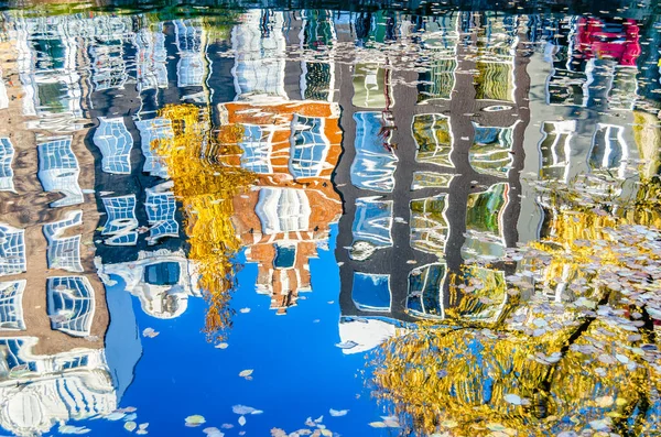 Reflet Vibrant Des Bâtiments Colorés Long Canal Amsterdam Aux Pays — Photo