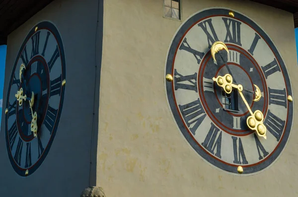 Veduta Della Torre Dell Orologio Uhrturm Graz Austria Sorge Sullo — Foto Stock