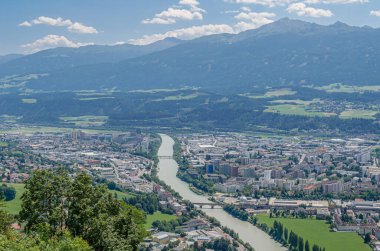 Innsbruck şehrinin hava manzarası, Tyrol, Avusturya
