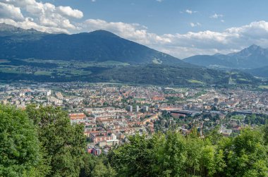 Innsbruck şehrinin hava manzarası, Tyrol, Avusturya