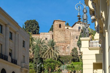İspanya 'nın güneyindeki Malaga, Endülüs' ün eski kasabasında mimarlık.