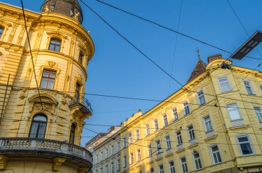 Linz, Yukarı Avusturya, Avusturya 'nın eski bir kasabasında mimarlık