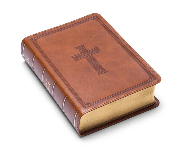 エンボスクロスカットと革の聖書 — ストック写真