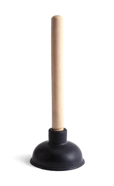 Small Black Rubber Plunger Wood Handle Cut Out — Stock Photo, Image