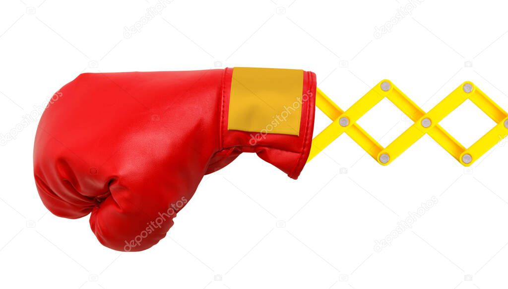 Red Boxing Glove on Concertina Arm Cut Out.