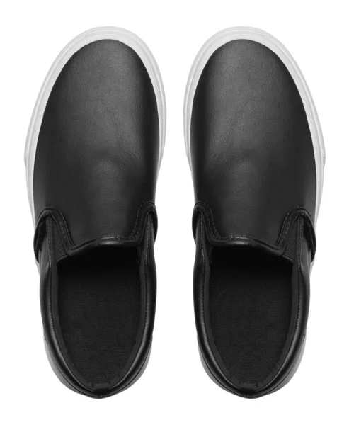 Black Slip Shoes Top Kilátás Kivágva — Stock Fotó