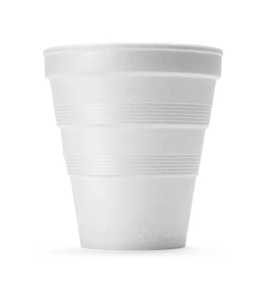 White Styrofoam Cup Uitgesneden Wit — Stockfoto